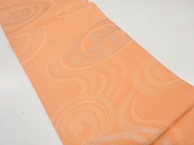 紗　透かし織　流水模様織り出し　開き名古屋帯（額縁仕立て）